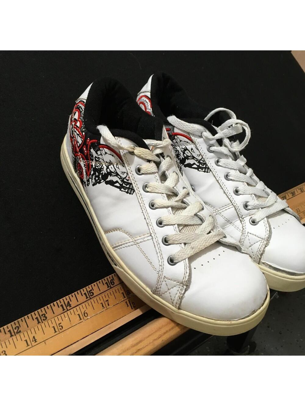 vintage Men's Trendy Graffiti Print Chunky Sneakers - distressed size 9 OP